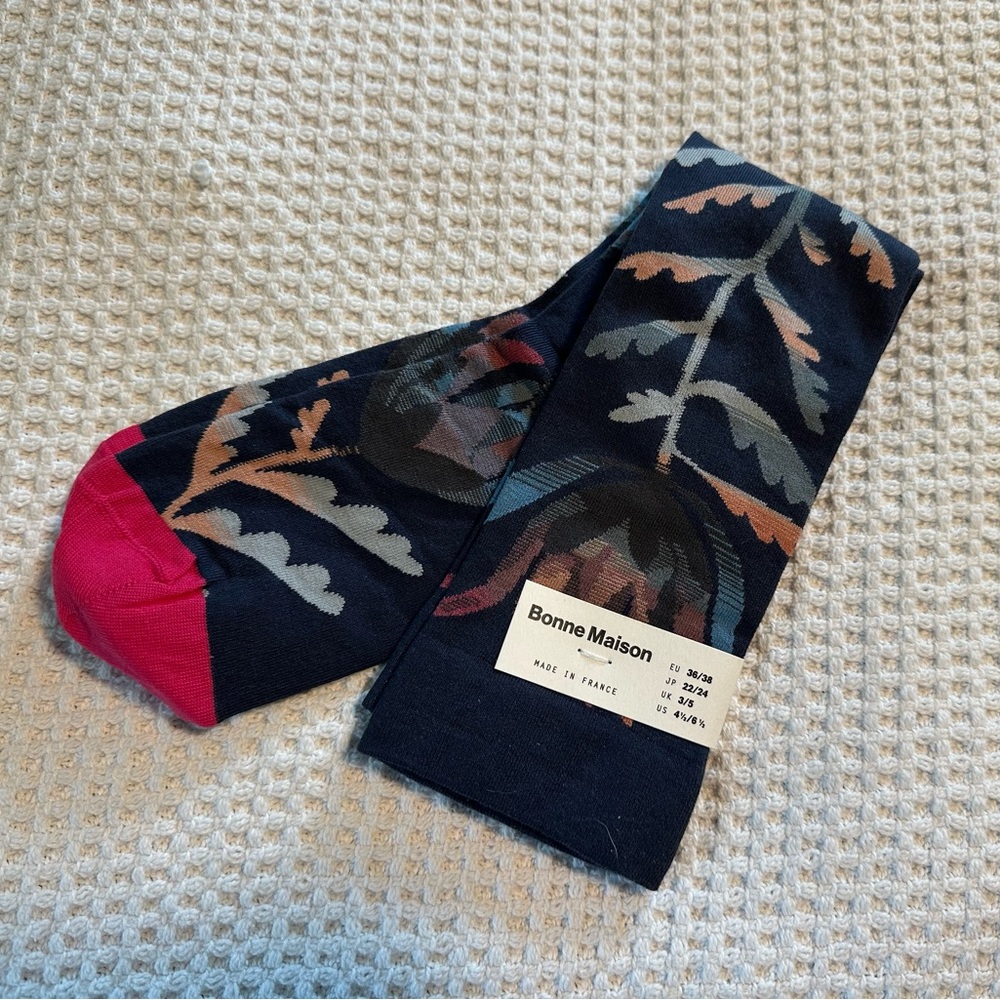 Women’s Bonne Maison Patterned Socks - Pink and Blue NWT